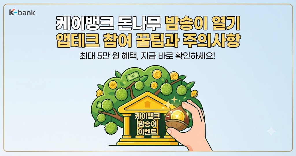 "케이뱅크 앱테크 이벤트 돈나무 밤송이를 여는 손 이미지"